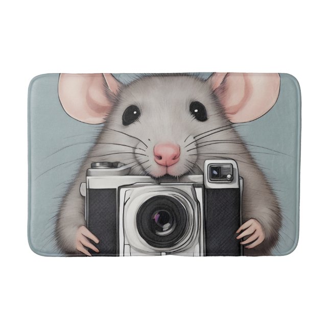 Alfombrilla De Baño Fotógrafo de Cute Rat (Anverso)