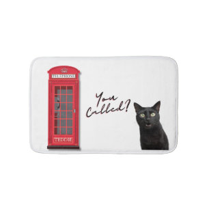Alfombrilla De Baño Fotomontaje de cabina de teléfono roja personaliza