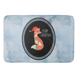 Alfombrilla De Baño Fox naranja en Red Santa Hat Feliz Navidad