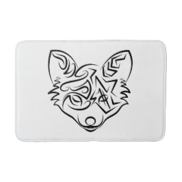Alfombrilla De Baño Fox tribal negra y blanca