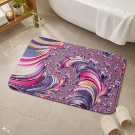 Alfombrilla De Baño Fractal en espiral rosa púrpura abstracto