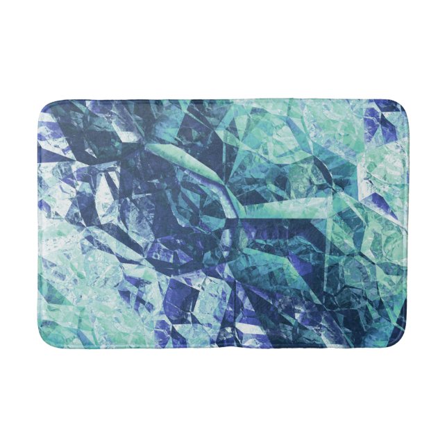 Alfombrilla De Baño fragmentos de recuerdos, en cobalto y menta (Anverso)