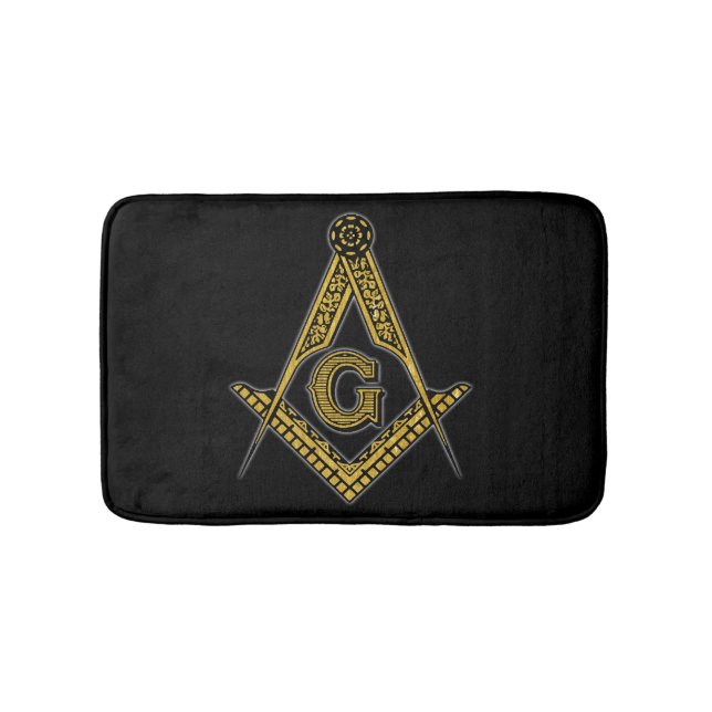Alfombrilla De Baño Freemason (negro y oro) (Anverso)