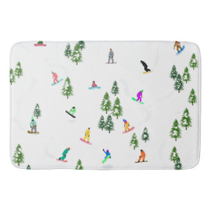 Alfombrilla De Baño Freeride Snowboarder Ilustracion Snowboarding