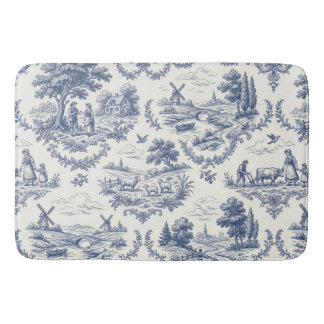 Alfombrilla De Baño French Country - Blue & Cream Toile Countryside