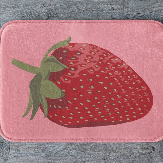 Alfombrilla De Baño Fresa roja madura en rosa ilustrada (Subido por el creador)