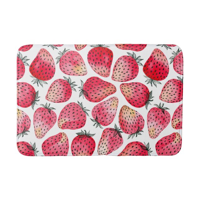 Alfombrilla De Baño Fresas acuarela y tinta (Anverso)