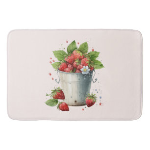 Alfombrilla De Baño Fresas frescas recolectadas en un cubo
