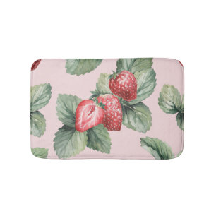 Alfombrilla De Baño Fresas maduras para el verano: rosa acuarela
