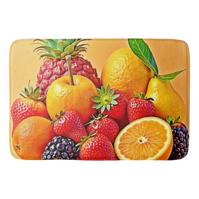 Alfombrilla De Baño Fresh Bounty: Vibrant Fruit Harvest Design  (Anverso)