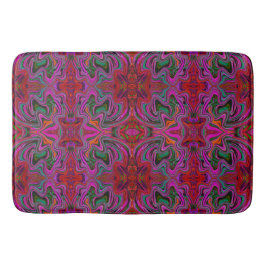 Alfombrilla De Baño Frio Patrón Ondulado Magenta, Rojo y Verde Trippy