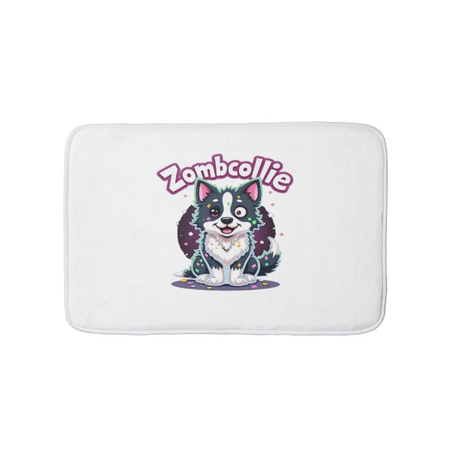 Alfombrilla De Baño Frontera Collie BC Perro zombie Halloween esencial (Anverso)
