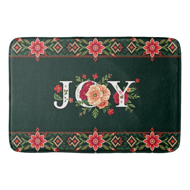 Alfombrilla De Baño frontera floral de JOY navidad (Anverso)