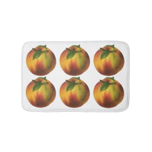 Alfombrilla De Baño Fruta de comida vintage, melocotón orgánico maduro
