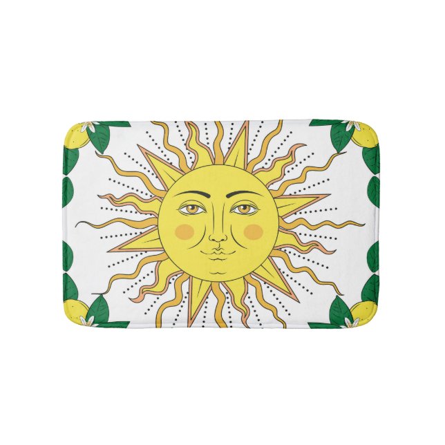 Alfombrilla De Baño Frutas de limón tropical, cara de sol. (Anverso)