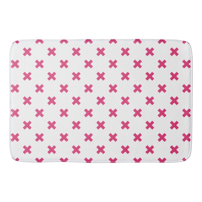 Alfombrilla De Baño Fuchsia cruza puntos en blanco (Anverso)