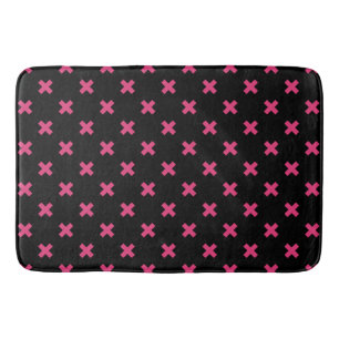 Alfombrilla De Baño Fuchsia cruza puntos en negro