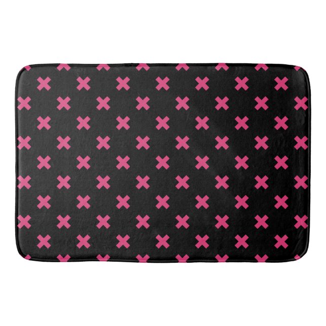Alfombrilla De Baño Fuchsia cruza puntos en negro (Anverso)