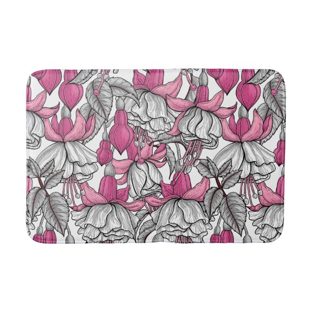 Alfombrilla De Baño Fuchsia en blanco y rosa (Anverso)