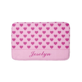 Alfombrilla De Baño Fuchsia Pink Heart Pattern Nombre manuscrito y2k