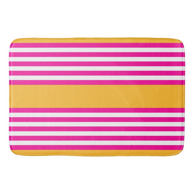 Alfombrilla De Baño Fuchsia y amarillo cinco rayas (Anverso)