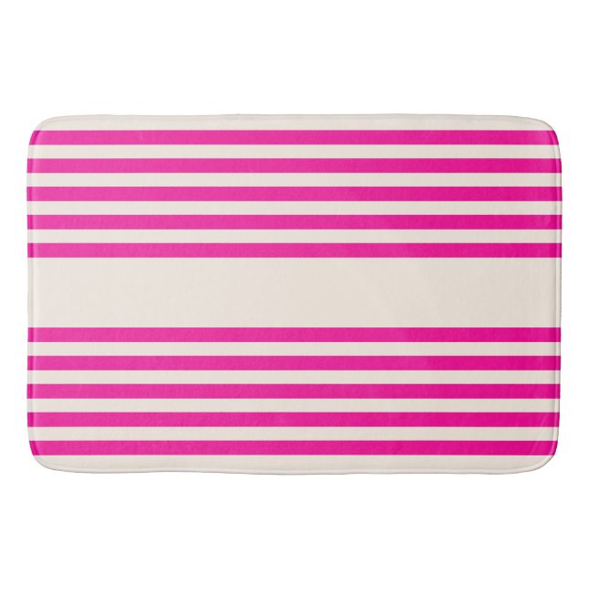 Alfombrilla De Baño Fuchsia y beige cinco rayas (Anverso)