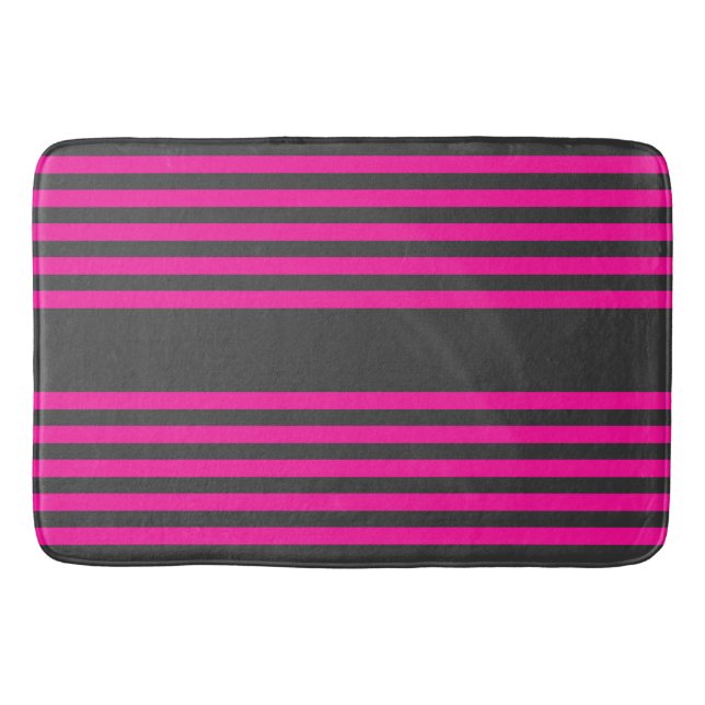 Alfombrilla De Baño Fuchsia y carbón vegetal de cinco rayas (Anverso)