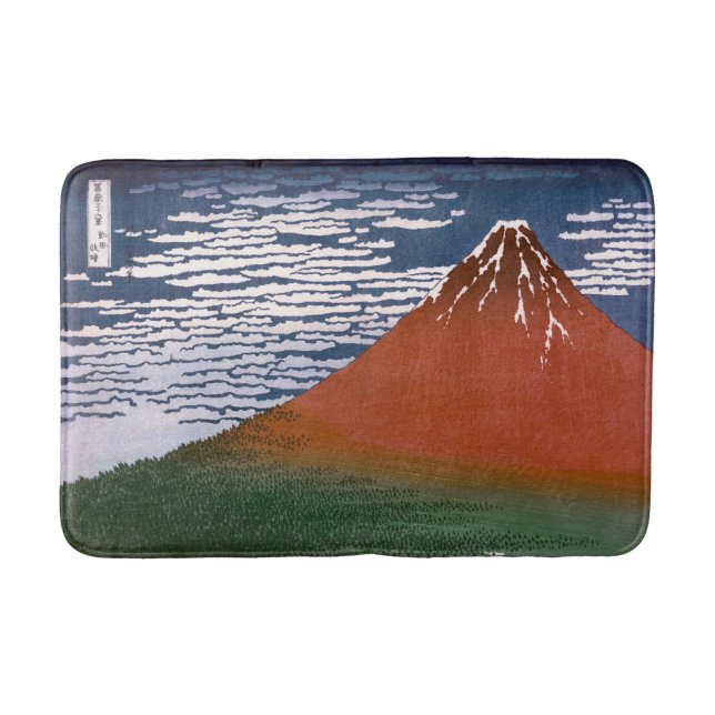 Alfombrilla De Baño Fuji Rojo, El Volcán Aka Fujiyama Katsushika Hokus (Anverso)