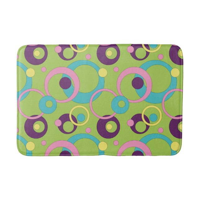 Alfombrilla De Baño Funky Green Circles Bath Mat (Anverso)