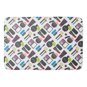 Alfombrilla De Baño Funky Makeup Cosmetics Collage Pattern