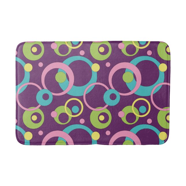 Alfombrilla De Baño Funky Purple Circles Bath Mat (Anverso)