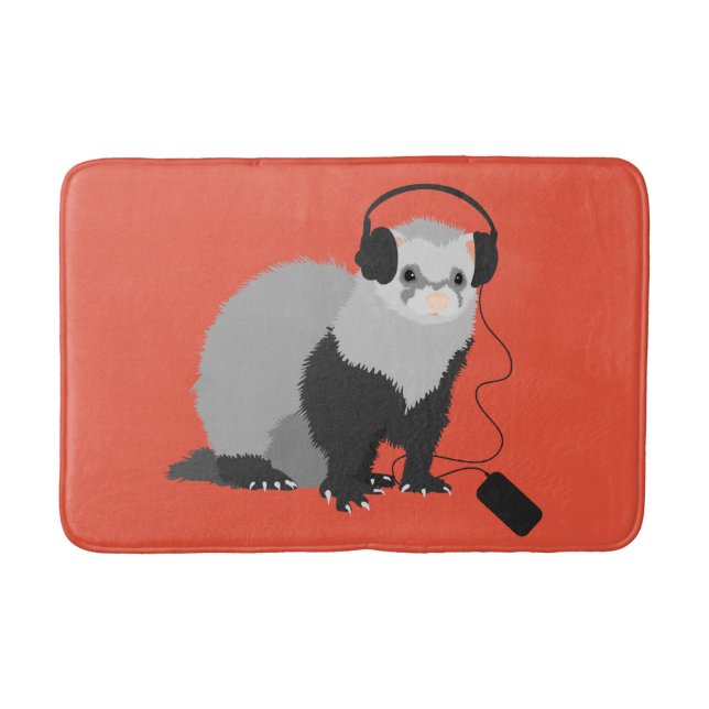 Alfombrilla De Baño Funny Ferret Music Lover (Anverso)