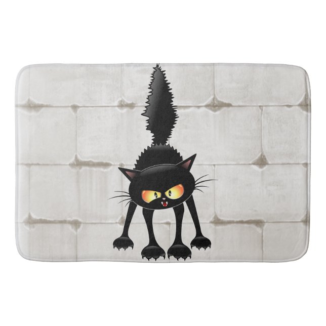 Alfombrilla De Baño Funny Fierce Black Cat Personalizado (Anverso)