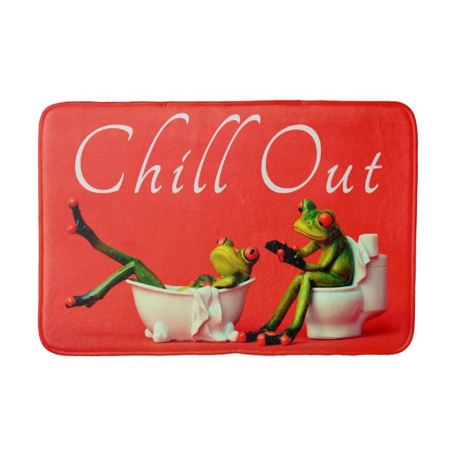 ALFOMBRILLA DE BAÑO FUNNY FROGS CHILL OUT. HORA DE SPA.ROJO (Anverso)