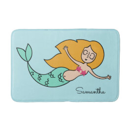 Alfombrilla De Baño Funny Mermaid nombre personalizado y colchones de 