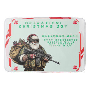 Alfombrilla De Baño Funny Military/Navidades Santa