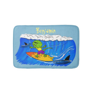 Alfombrilla De Baño Funny personalizado de surf con lagarto frito