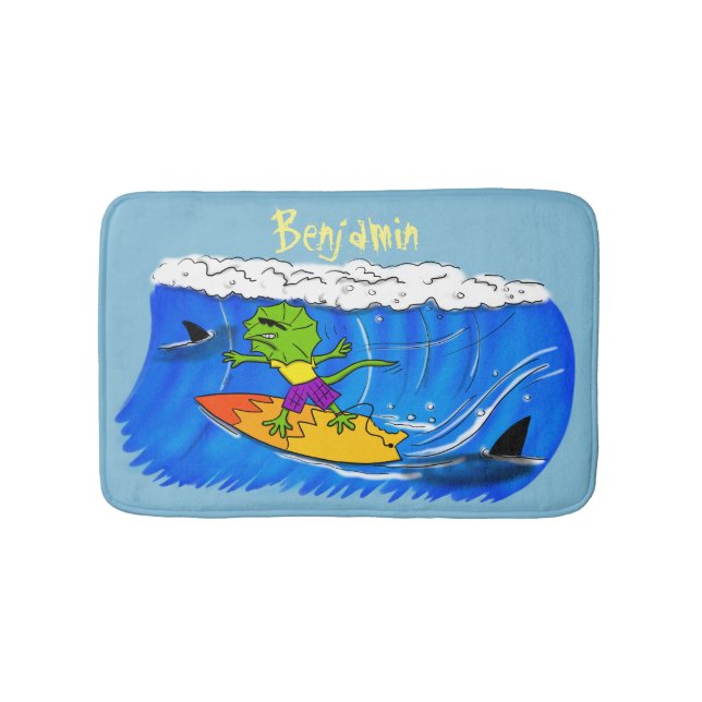 Alfombrilla De Baño Funny personalizado de surf con lagarto frito (Anverso)