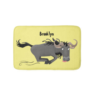 Alfombrilla De Baño Funny Wildebeest corriendo ilustracion personaliza