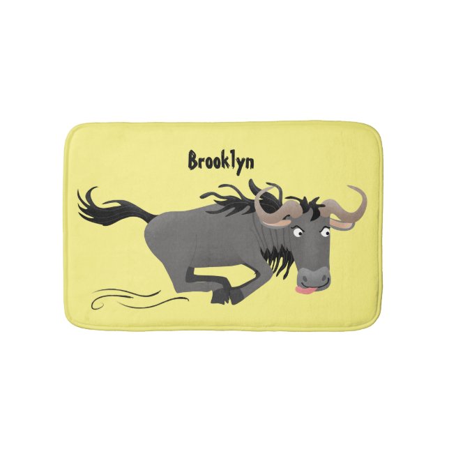 Alfombrilla De Baño Funny Wildebeest corriendo ilustracion personaliza (Anverso)