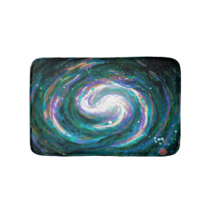 Alfombrilla De Baño Galaxia esmeralda y púrpura