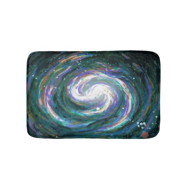 Alfombrilla De Baño Galaxia esmeralda y púrpura (Anverso)