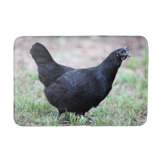 Alfombrilla De Baño Gallina joven del pollo de Ayam Cemani simétrica