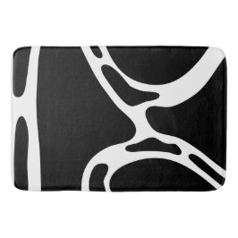Alfombrilla De Baño Garabatos abstractos Blanco y negro