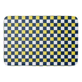Alfombrilla De Baño Garabatos Náuticos – Cuadros Mini Amarillo y Azul