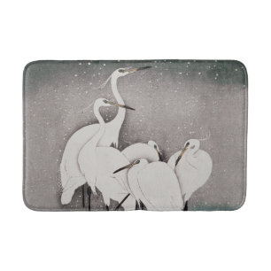 Alfombrilla De Baño Garzas Koson en la Nieve: Japonés Vintage