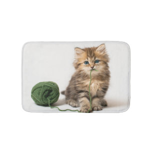Alfombrilla De Baño Gatito con hilado verde