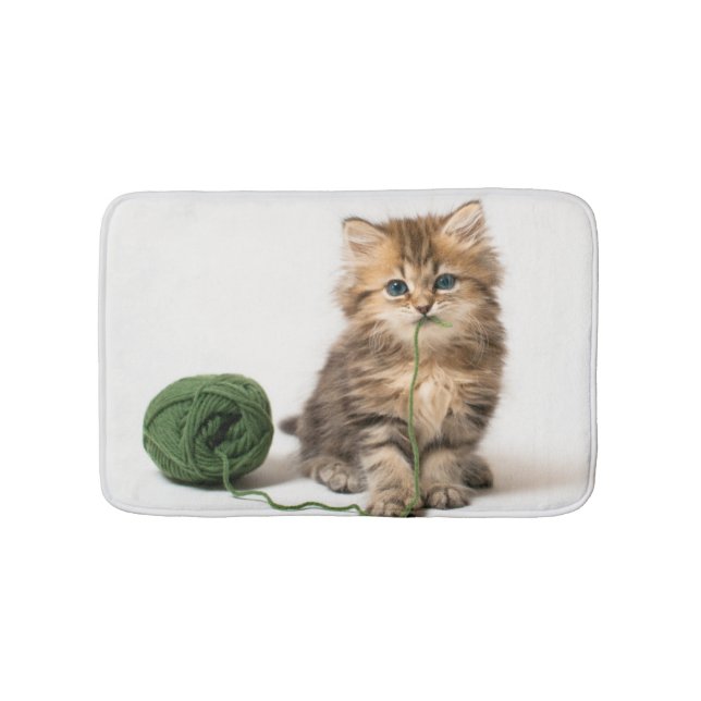 Alfombrilla De Baño Gatito con hilado verde (Anverso)