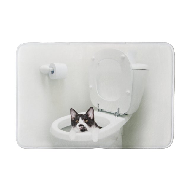 Alfombrilla De Baño Gatito del smoking en retrete (Anverso)