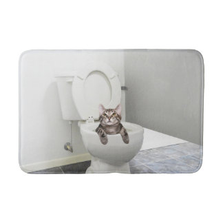 Alfombrilla De Baño Gatito del Tabby en retrete